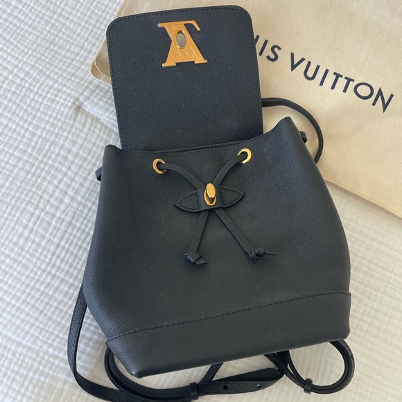 Authentic Louis Vuitton Lock Me Mini Backpack Black and Gold - Picture 4 of 16